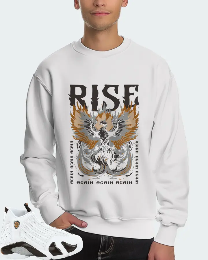 Jordan 14 Retro Sneaker Matching White Sweatshirt (RISE) - View 4