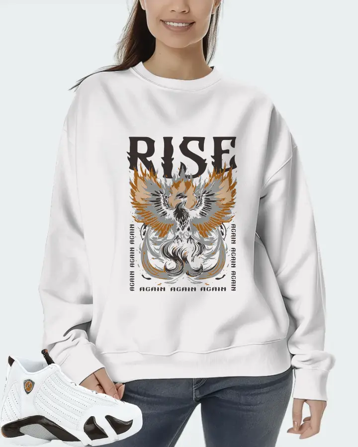 Jordan 14 Retro Sneaker Matching White Sweatshirt (RISE) - View 5
