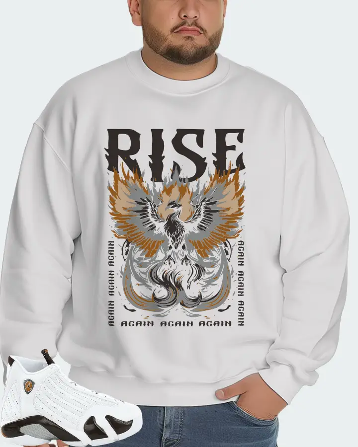 Jordan 14 Retro Sneaker Matching White Sweatshirt (RISE) - View 6