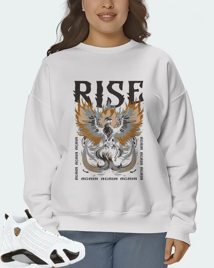 Jordan 14 Retro Sneaker Matching White Sweatshirt (RISE) - View 7