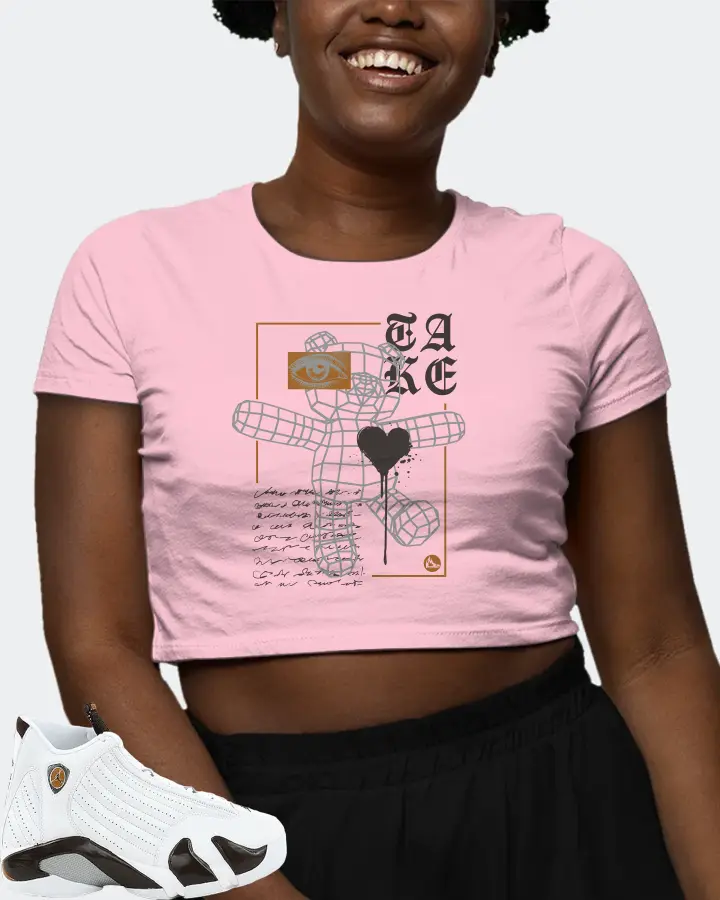 Jordan 14 Retro Sneaker Matching Pink Crop Top (TAKE) - View 3