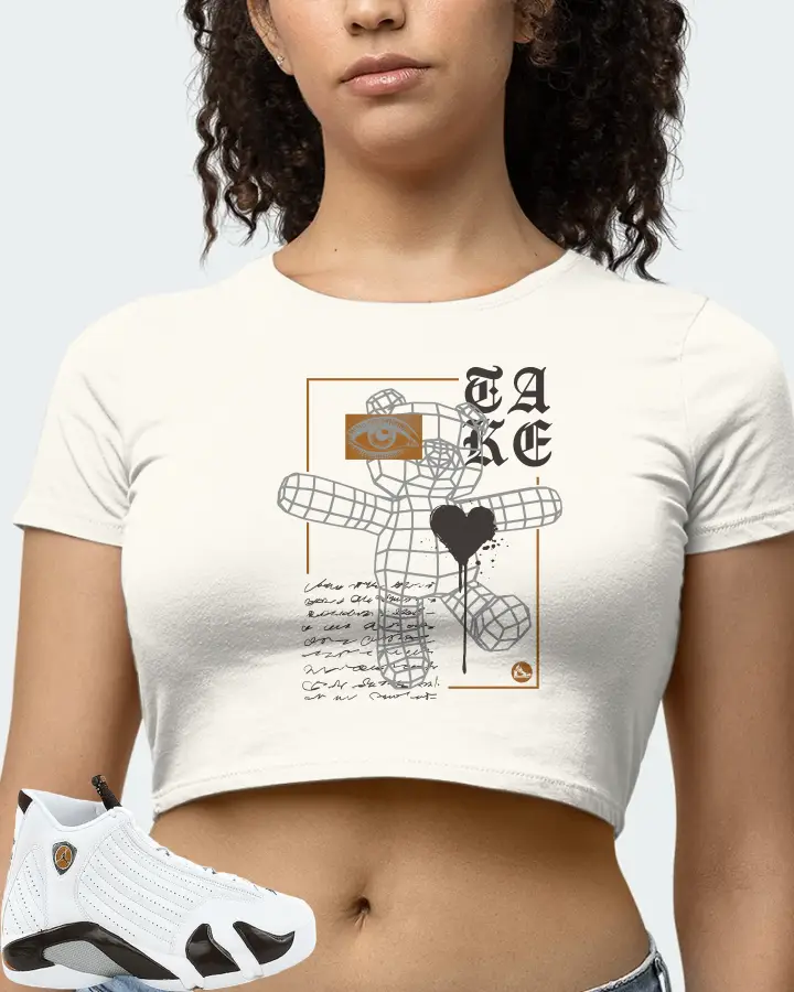Jordan 14 Retro Sneaker Matching Ecru White Crop Top (TAKE) - View 4