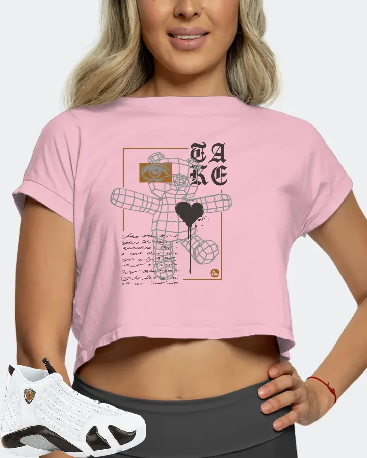 Jordan 14 Retro Sneaker Matching Pink Crop Top (TAKE) - View 5