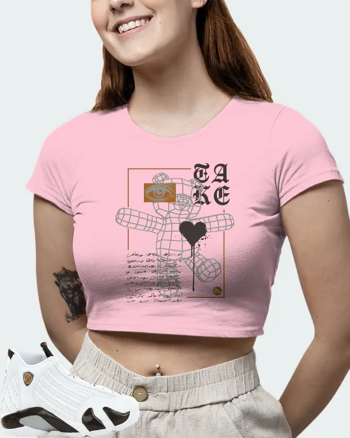 Jordan 14 Retro Sneaker Matching Pink Crop Top (TAKE) - View 6