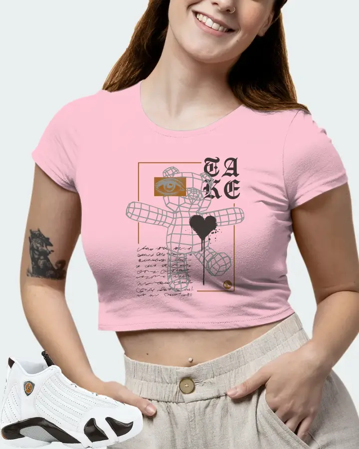 Jordan 14 Retro Sneaker Matching Pink Crop Top (TAKE) - View 7
