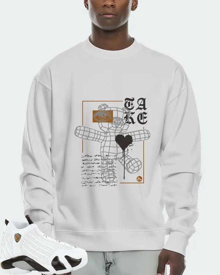 Jordan 14 Retro Sneaker Matching White Sweatshirt (TAKE) - View 2