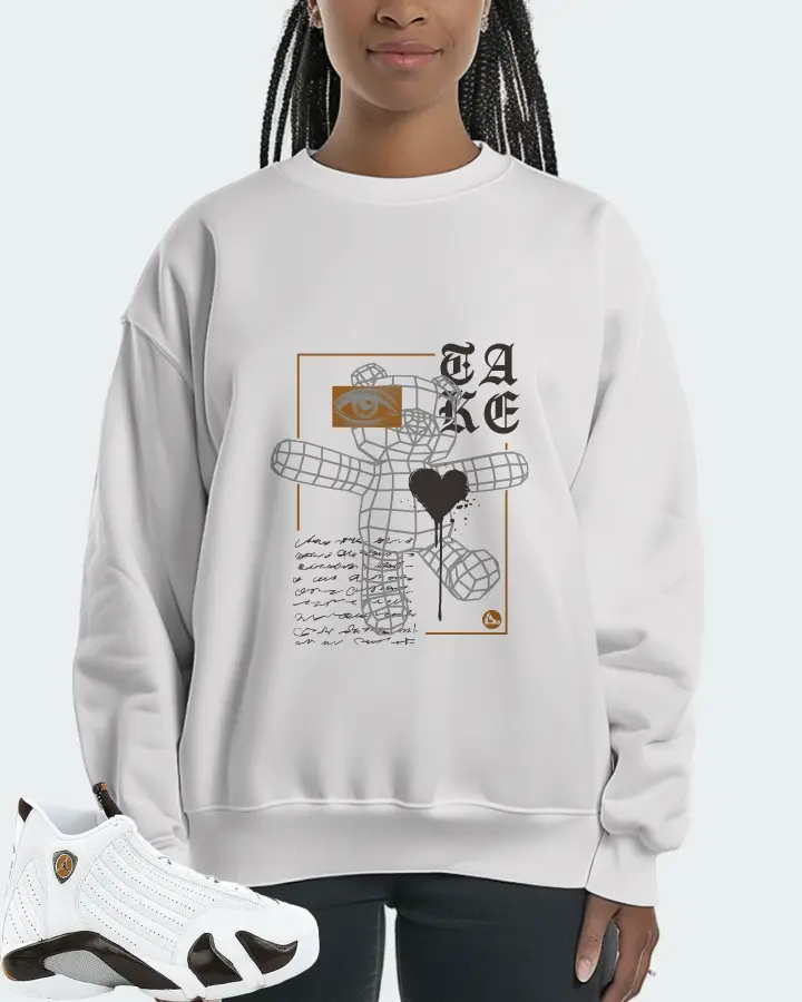 Jordan 14 Retro Sneaker Matching White Sweatshirt (TAKE) - View 3