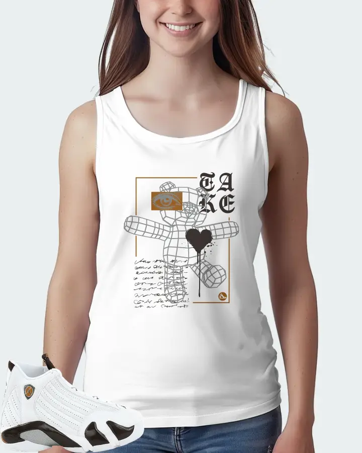 Jordan 14 Retro Sneaker Matching White Tank Top (TAKE) - View 5