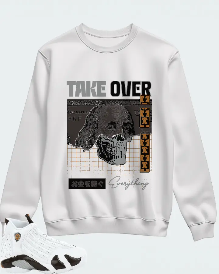 Jordan 14 Retro Sneaker Matching White Sweatshirt - Take Over