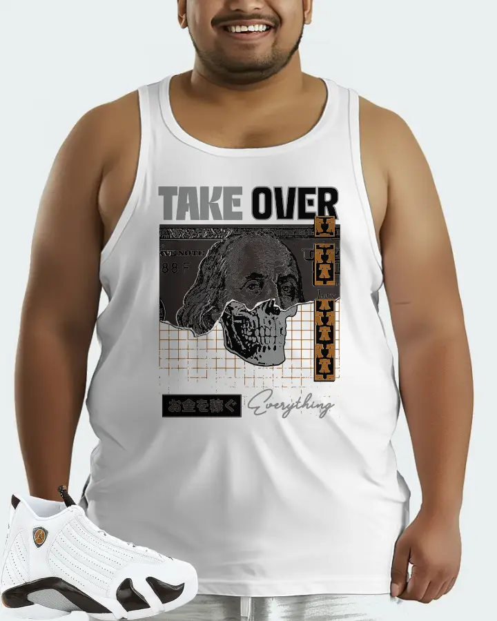 Jordan 14 Retro Sneaker Matching White Tank Top (Take Over) - View 6