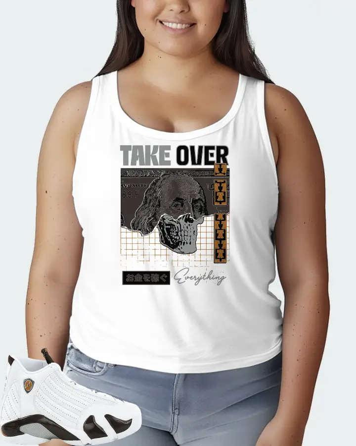 Jordan 14 Retro Sneaker Matching White Tank Top (Take Over) - View 7