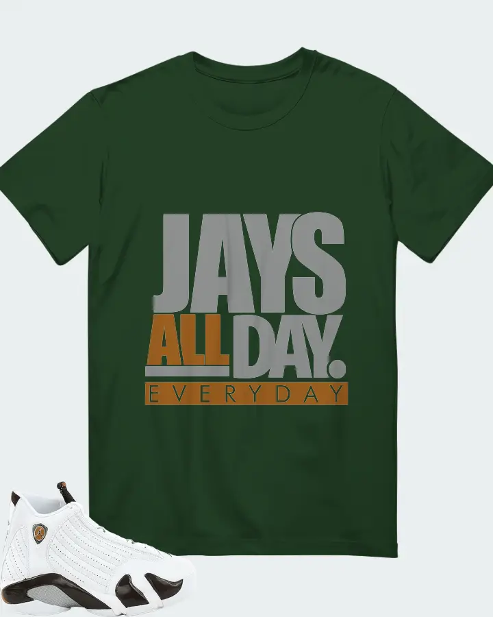 Jordan 14 Retro Sneaker Matching Forest T-Shirt - Jays All Day