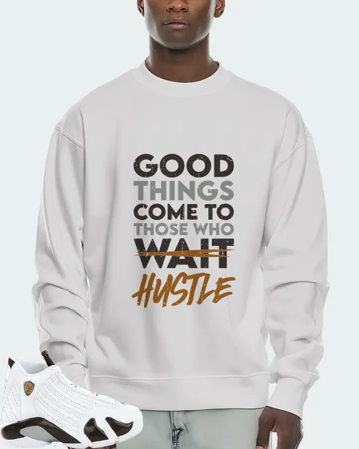 Jordan 14 Retro Sneaker Matching White Sweatshirt (Good Things Come) - View 2