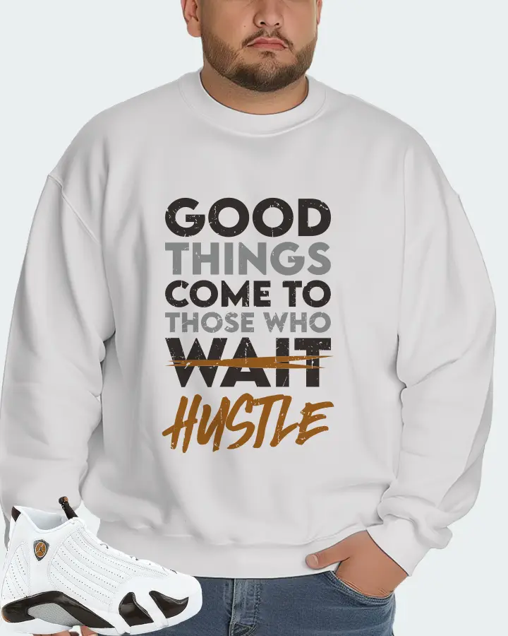 Jordan 14 Retro Sneaker Matching White Sweatshirt (Good Things Come) - View 6