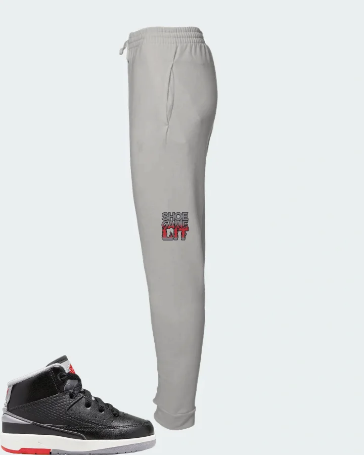 Jordan 2 Retro Black Cement (TD) Sneaker Matching Grey Joggers - Shoe Game Lit Refreshed