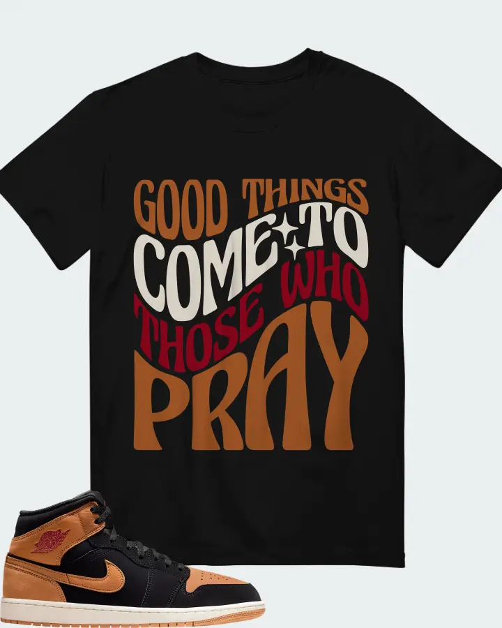 Air Jordan 1 Mid Black Flax matching t-shirt