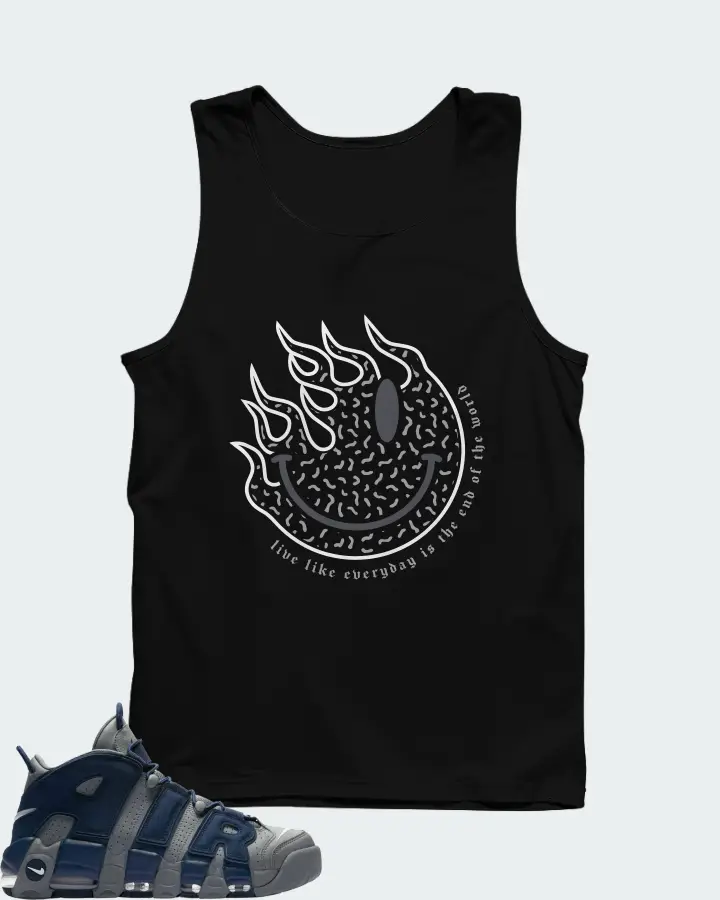 Nike Air More Uptempo Cool Grey Midnight Navy Matching Tank Top