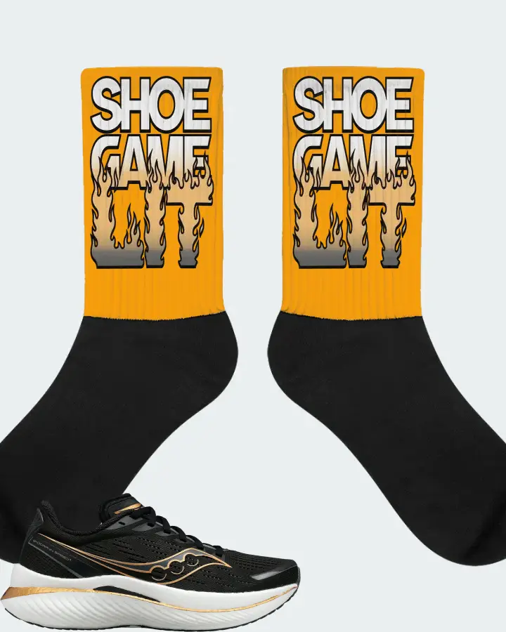 Saucony Endorphin Speed 3 Sneaker Matching Gold Socks - Shoe Game Lit Refreshed