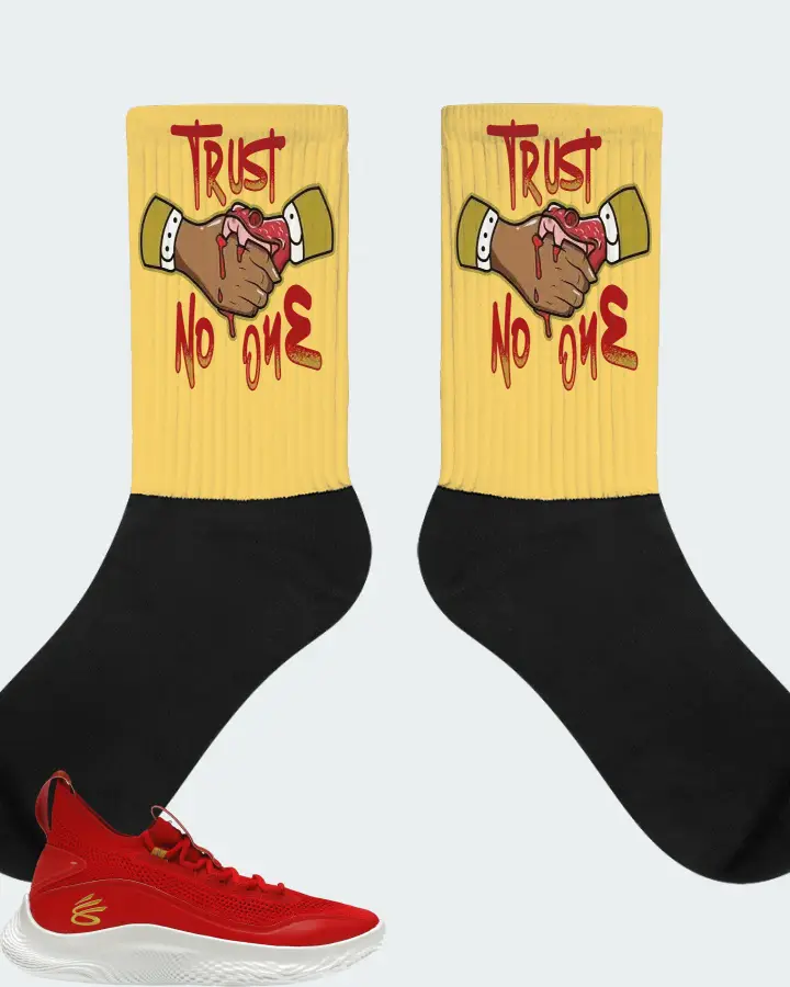 Under Armour Curry Flow 8 Sneaker Matching Yellow Socks - Trust No One