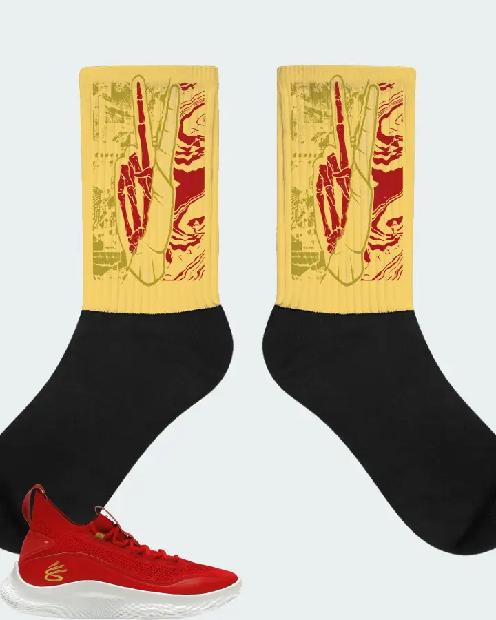 Under Armour Curry Flow 8 Sneaker Matching Yellow Socks - Peace of mind