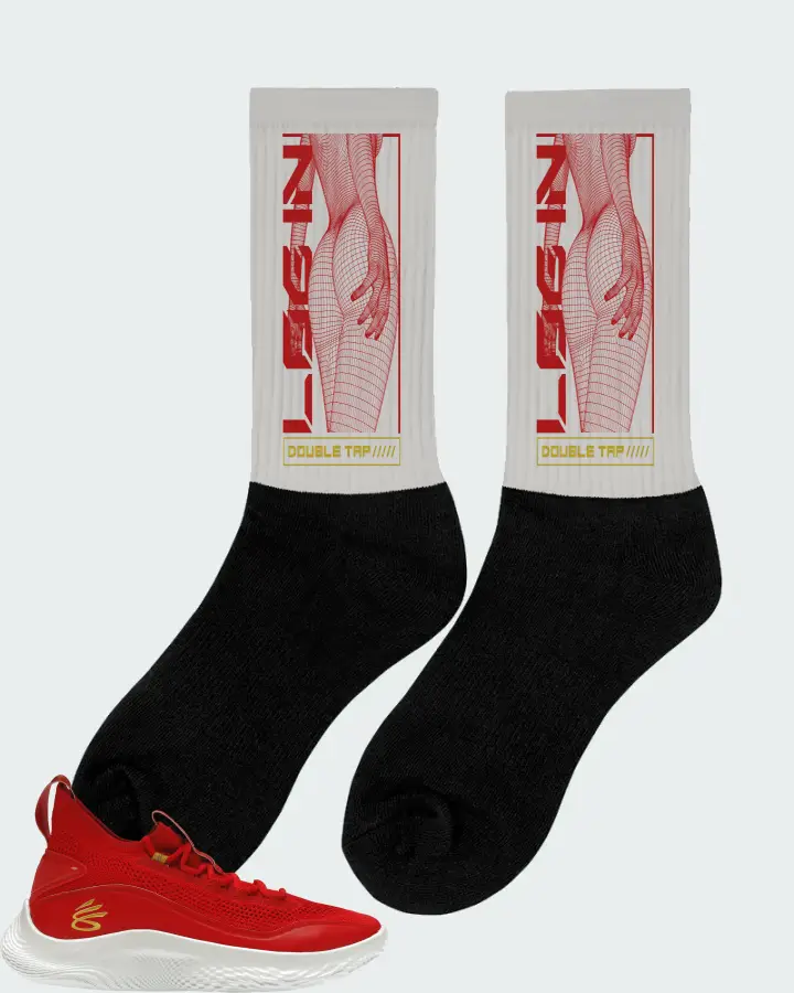 Under Armour Curry Flow 8 Sneaker Matching Grey Socks (LOGIN) - View 3