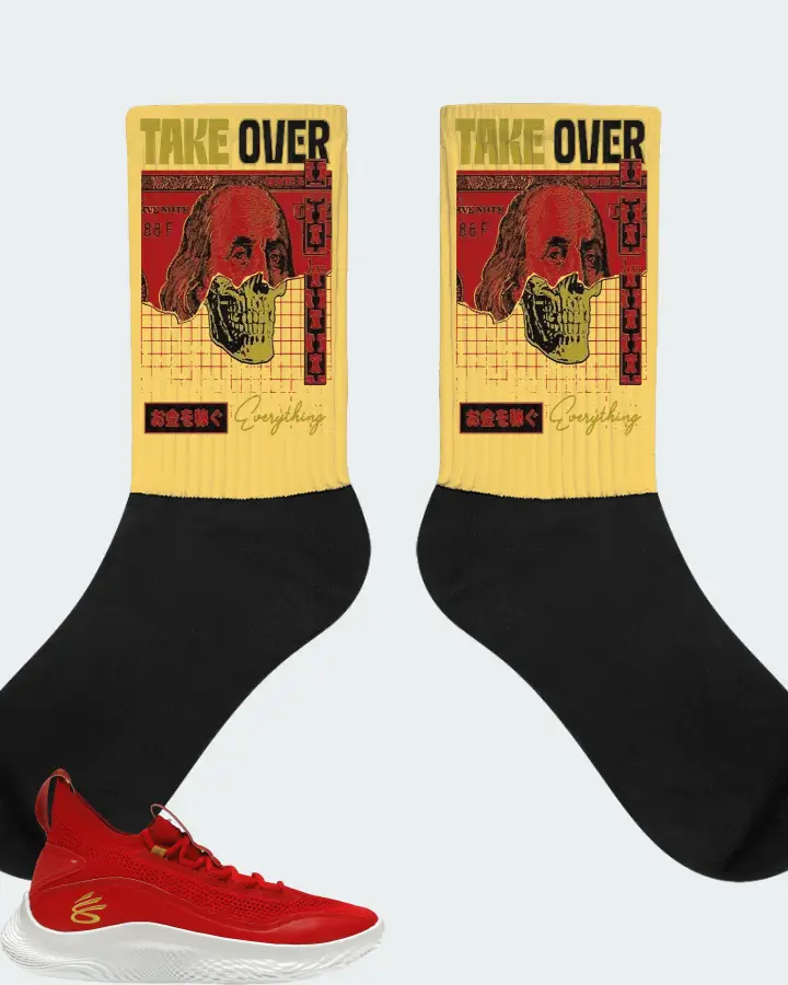 Under Armour Curry Flow 8 Sneaker Matching Yellow Socks - Take Over