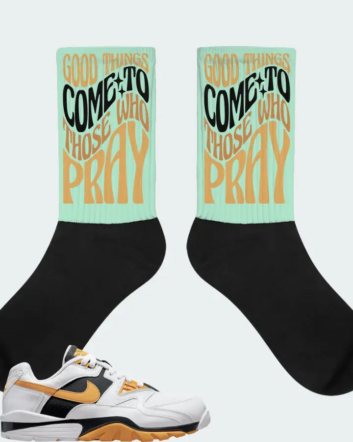 Nike Air Cross Trainer 3 Low Sneaker Matching Mint Socks - Good Things Come To Those Who Pray