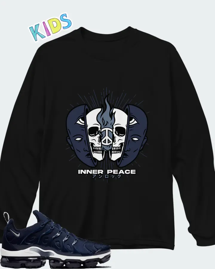 Nike Air VaporMax Plus Midnight Navy Matching Kid's Long Sleeve T-Shirt