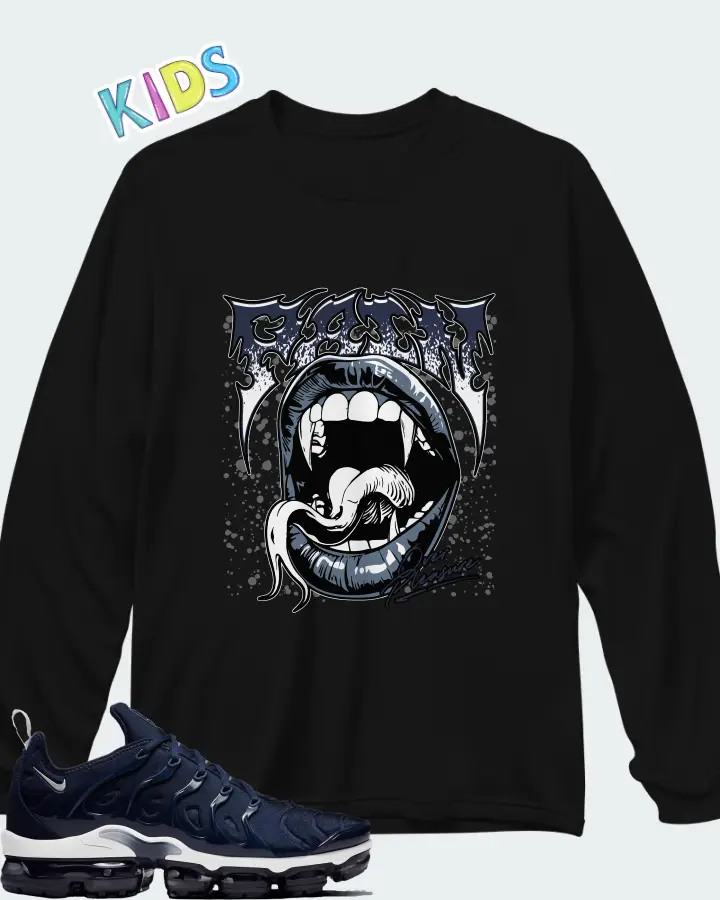 Nike Air VaporMax Plus Midnight Navy Matching Kid's Long Sleeve T-Shirt