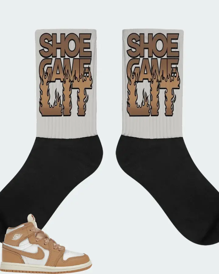 Jordan 1 Retro High OG Sneaker Matching Grey Socks - Shoe Game Lit Refreshed