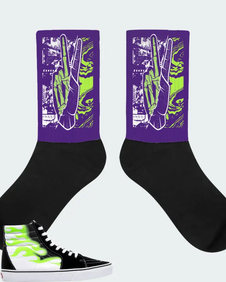 Vans Sk8-Hi Sneaker Matching Purple Socks - Peace of mind