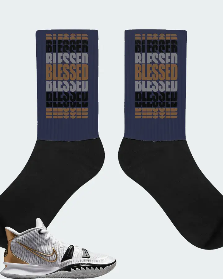 Nike Kyrie 7 Sneaker Matching Navy Socks - BLESSED Many Times