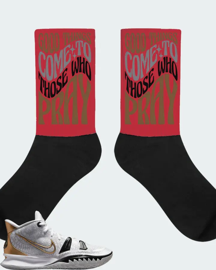 Nike Kyrie 7 Sneaker Matching Red Socks - Good Things Come To Those Who Pray