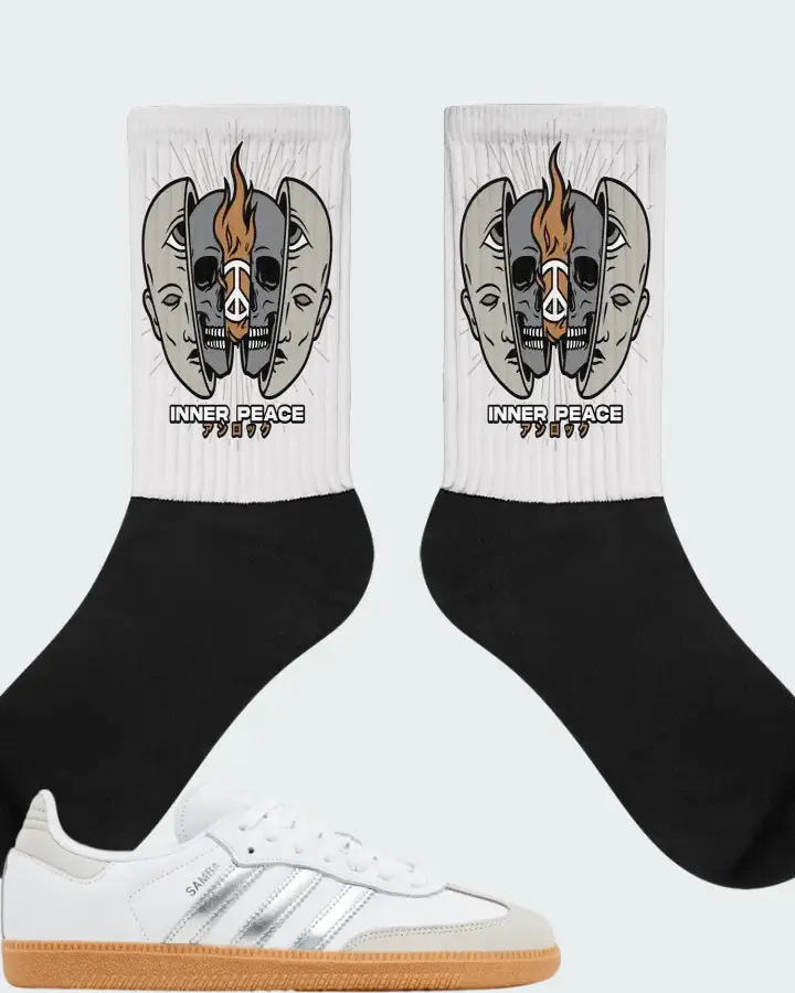 Wmns adidas Samba OG White Silver Metallic Grey Matching Socks