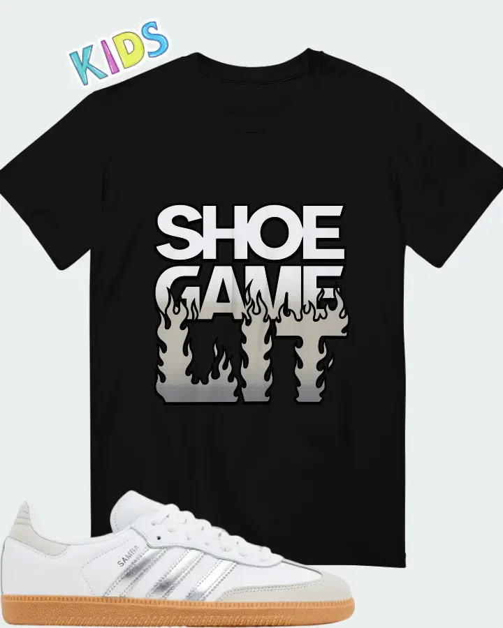 Wmns adidas Samba OG White Silver Metallic Grey Matching Kid's T-Shirt