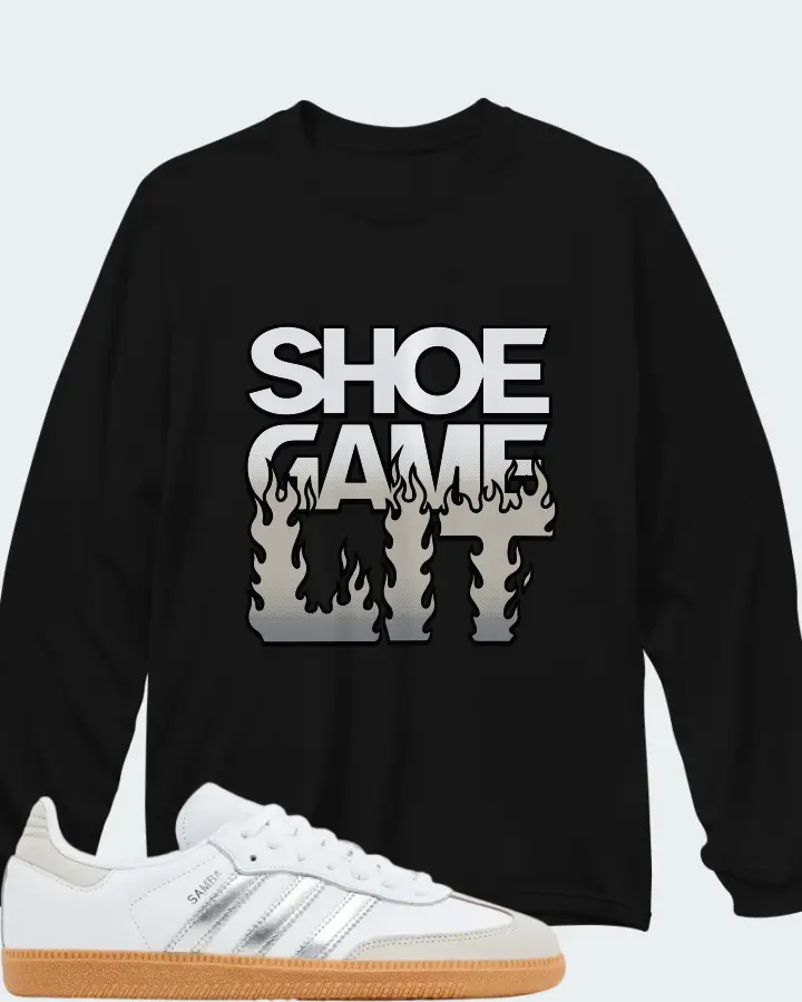 Wmns adidas Samba OG White Silver Metallic Grey Matching Long Sleeve T-Shirt
