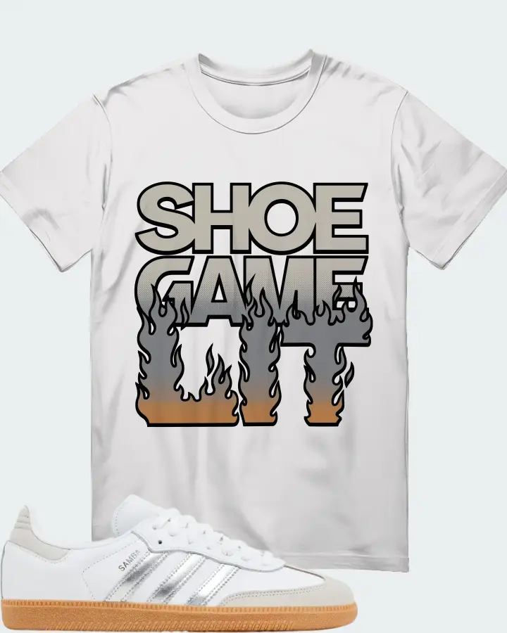 Wmns adidas Samba OG White Silver Metallic Grey Matching T-Shirt