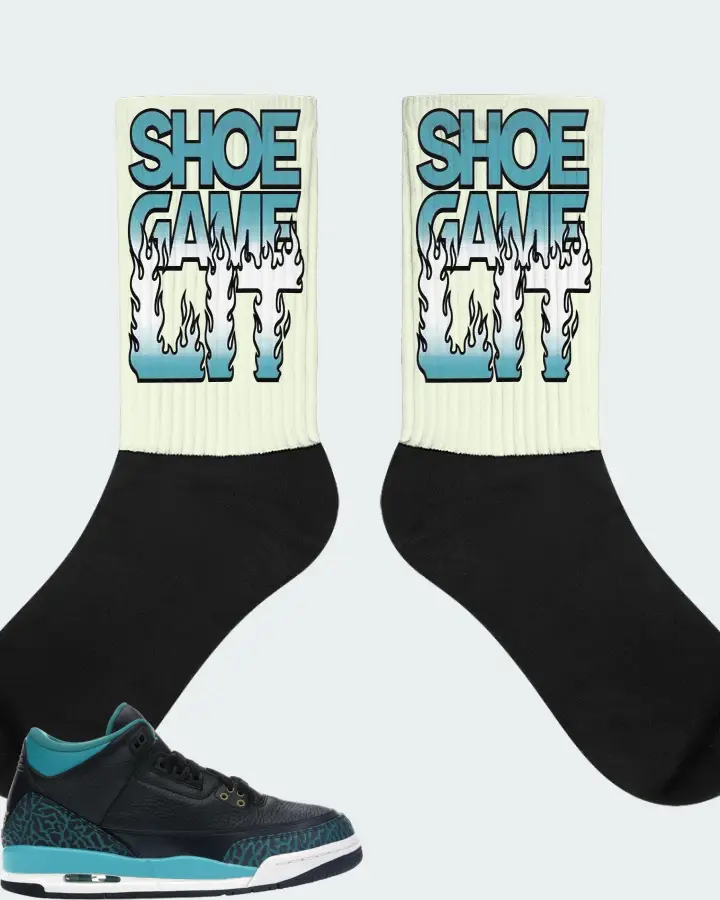 Jordan 3 Retro Sneaker Matching Citron Socks - Shoe Game Lit Refreshed