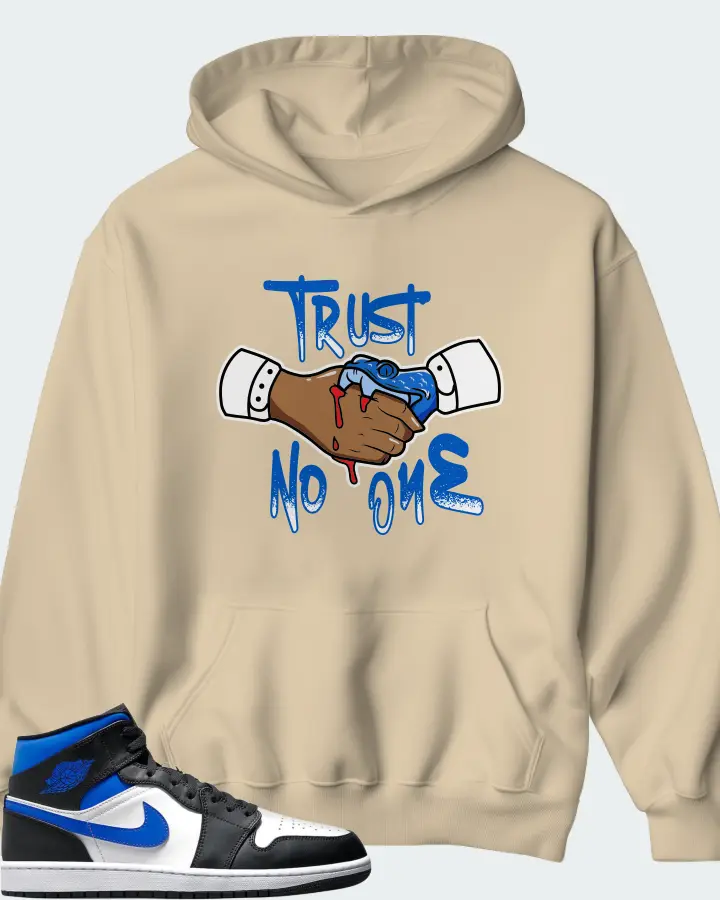 Jordan 1 Mid Sneaker Matching Cream Hoodie - Trust No One