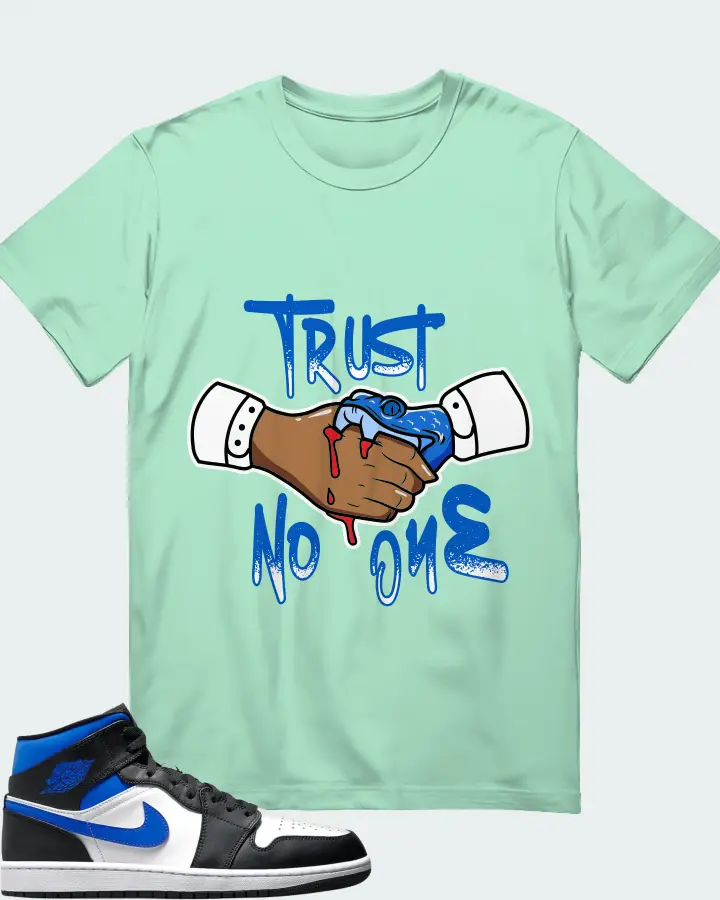 Jordan 1 Mid Sneaker Matching Mint T-Shirt - Trust No One