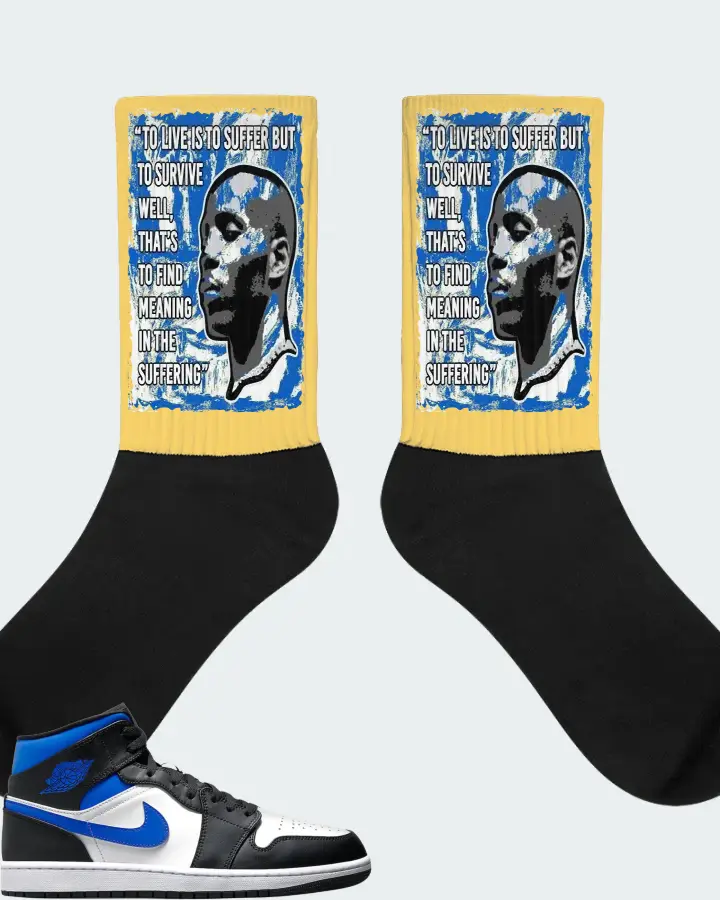 Jordan 1 Mid Sneaker Matching Yellow Socks - DMX Suffer Quote