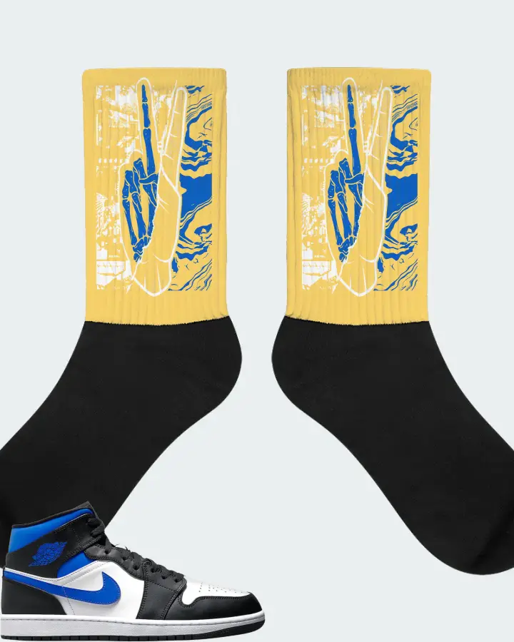 Jordan 1 Mid Sneaker Matching Yellow Socks - Peace of mind