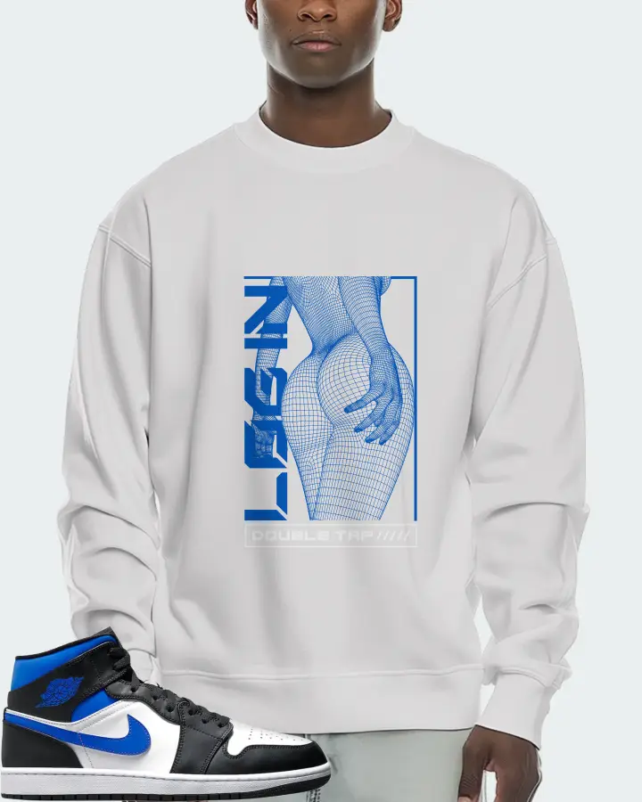 Jordan 1 Mid Sneaker Matching White Sweatshirt (LOGIN) - View 2