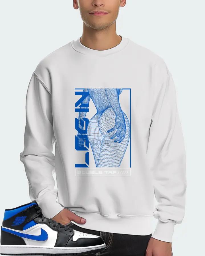 Jordan 1 Mid Sneaker Matching White Sweatshirt (LOGIN) - View 4
