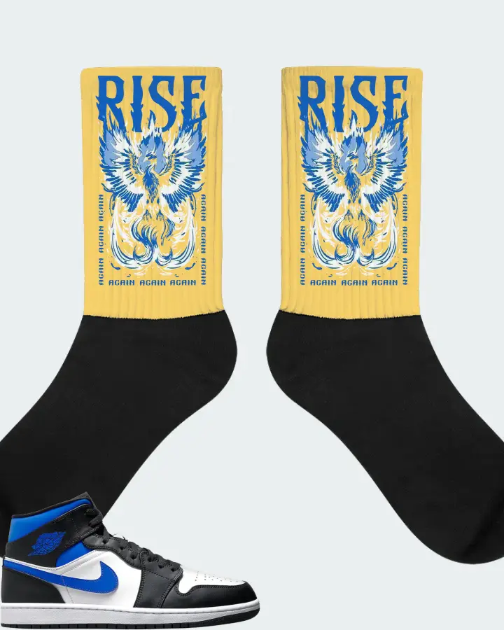 Jordan 1 Mid Sneaker Matching Yellow Socks - RISE
