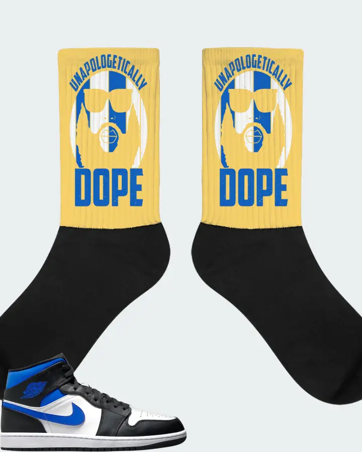 Jordan 1 Mid Sneaker Matching Yellow Socks - UNAPOLOGETICALLY DOPE Man