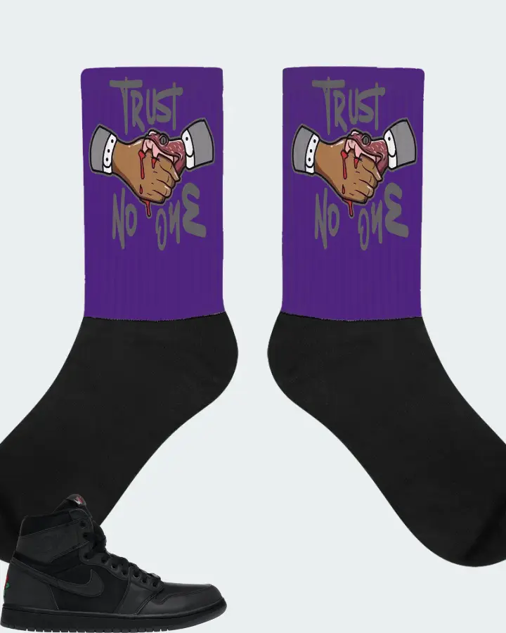 Jordan 1 Retro High Sneaker Matching Purple Socks - Trust No One