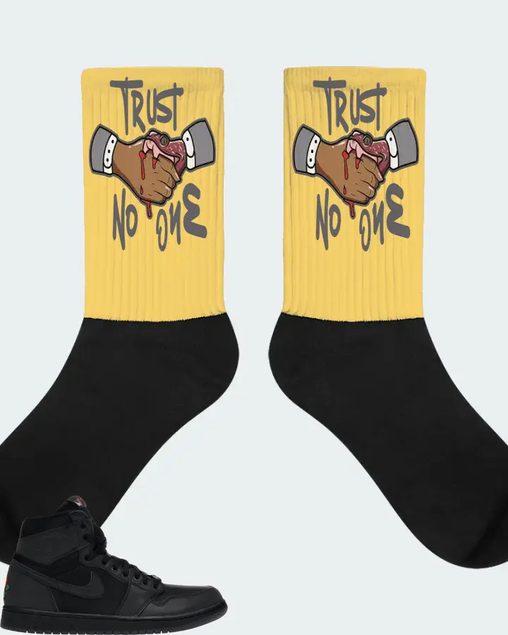 Jordan 1 Retro High Sneaker Matching Yellow Socks - Trust No One