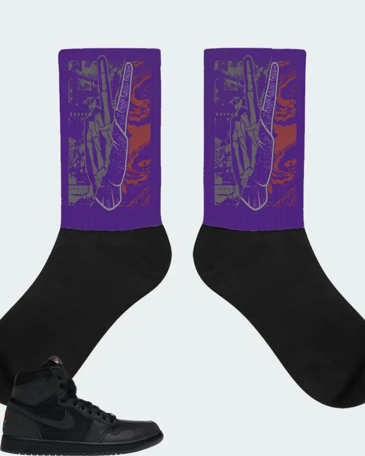 Jordan 1 Retro High Sneaker Matching Purple Socks - Peace of mind