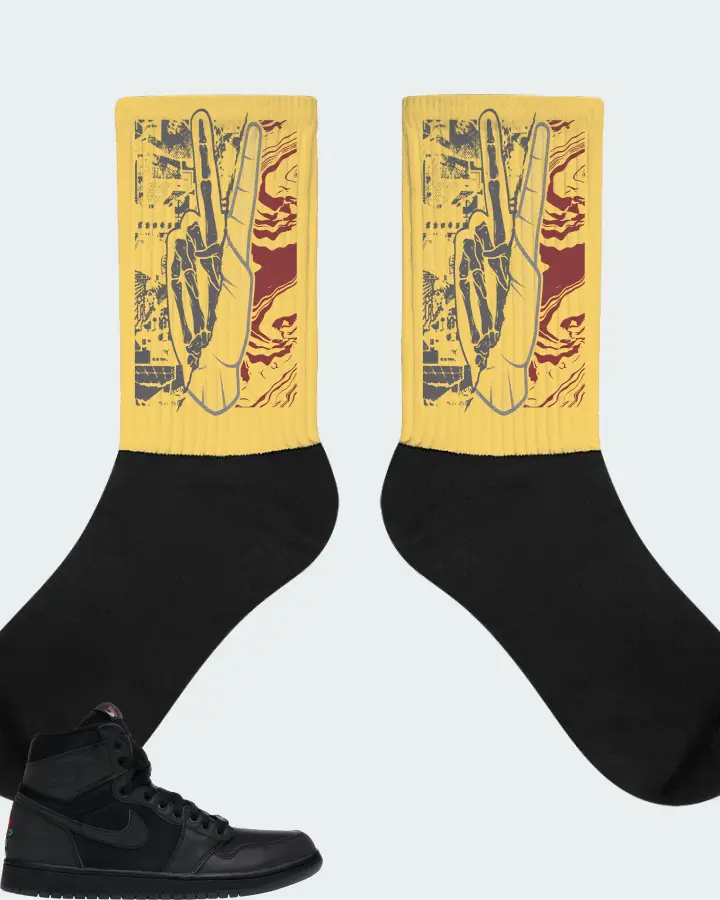 Jordan 1 Retro High Sneaker Matching Yellow Socks - Peace of mind